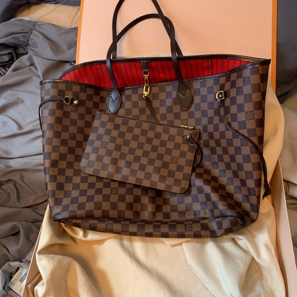 Louis Vuitton Neverfull Bag and Wristlet - Picture 1 of 14